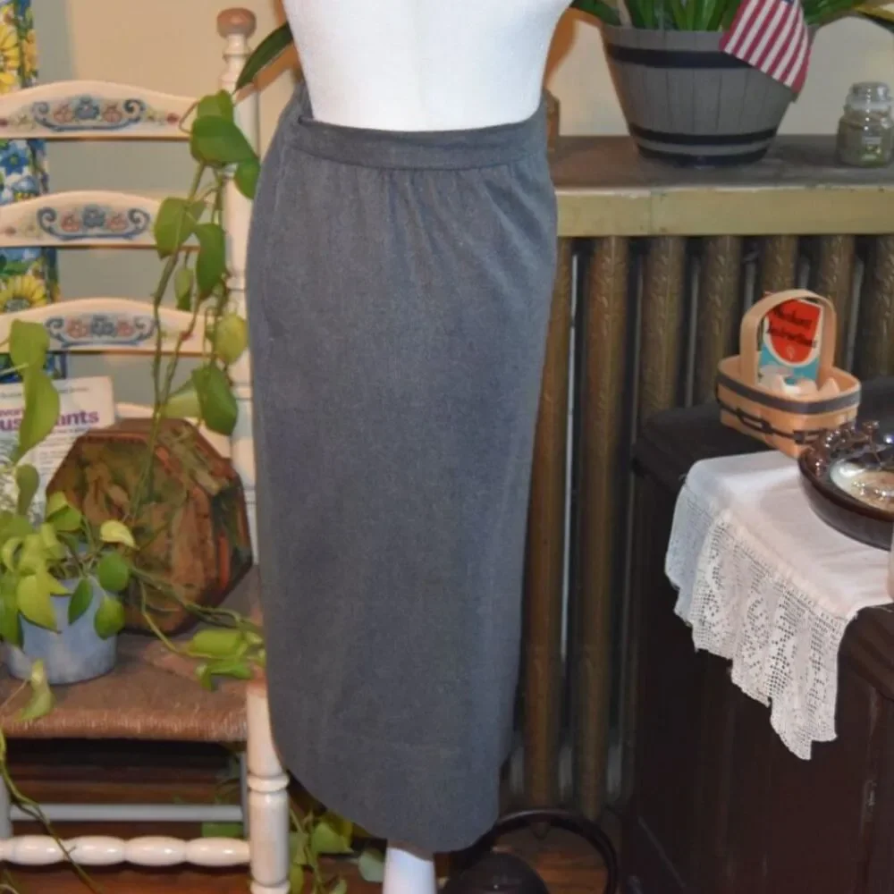 Vintage 80s Pendleton Plus Wool Lined Pencil Skirt Gray Size 2X 22W